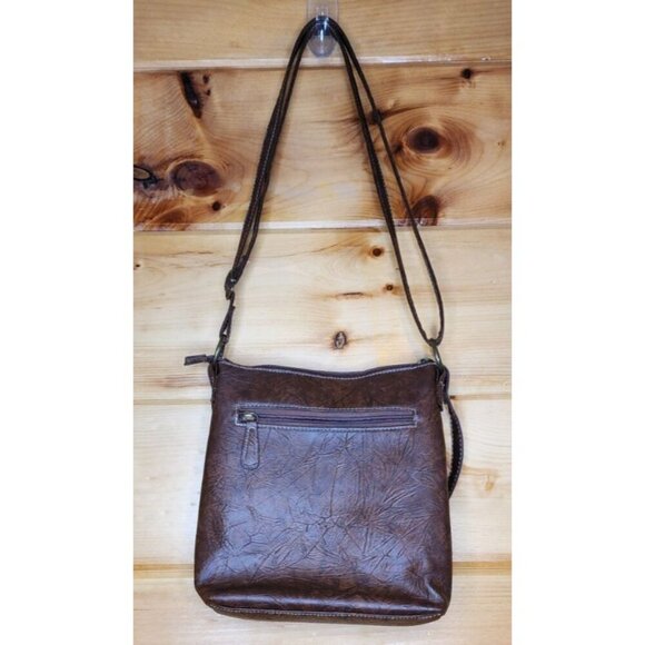 Stone Mountain Crossbody Brown Purse Removable Strap 5 Zip Slip Pockets - Picture 14 of 15